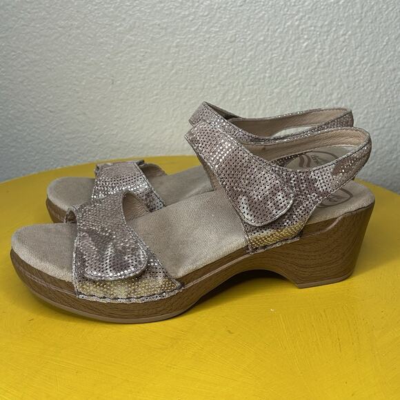 Dansko Snakeskin Metallic Sonnet Sandals Eu 39 Us Women’s Size 8.5 9 - Picture 1 of 14